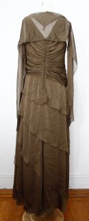 Ignite Evenings Gold Tiered Ruched Ball Gown Dress Sz 10 M Medium $179