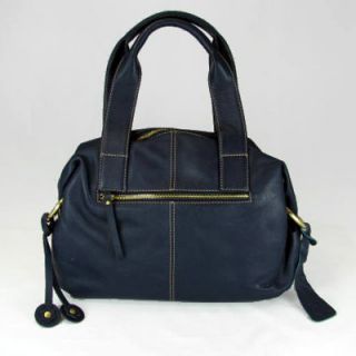 Ili 9493 Womens Navy Blue Leather Satchel Handbag Purse