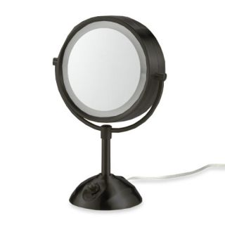  Lighted 10X Oil Rubbed Bronze Double Sided Round Makeup Mirror