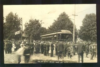  Post Card Fancy Train Car Big Crowd Imlay City Mich Aug 20 1915