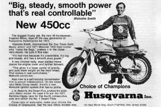 1972 Husqvarna 450 Motocross Motorcycle Original Ad