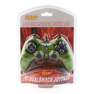 USD $ 13.49   USB Wired Dual Shock Gaming Controller for PC (Green