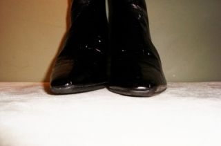 Impo Stretch Black Gray Croc Patent Pattern Tall Boots Size 8 Nice Pre