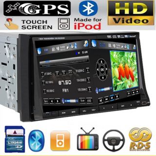 Radio iPod TV Tuner Bluetooth Car Stereo DVD Player GPS 7 LCD 2Din