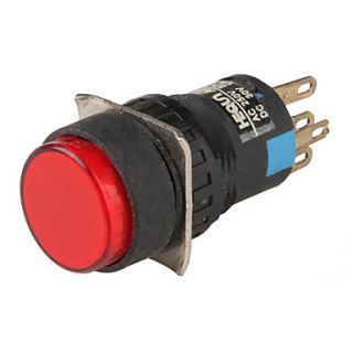 DIY 5 Pin Round Push Button Switch Module mit Red Indicator (Black, DC