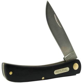  IMP22 Imperial SOD Buster Black Pom Handle Plain Folder Knife