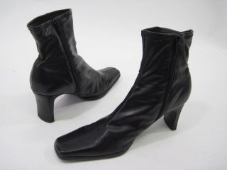 Impo Black Leather Ankle Zip Boots Heels Shoes Sz 7 5