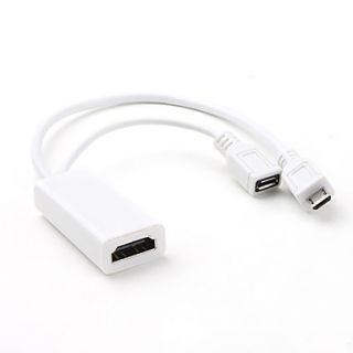 USD $ 19.99   HDMI AF and Micro USB M to F Cable (White),