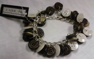 Refashioned Recycled Renewable Dangle Button Bracelets