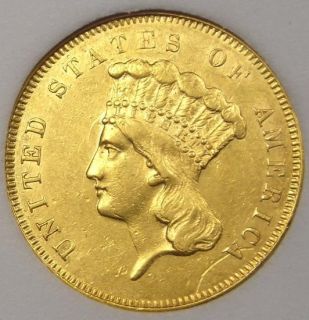 1857 Three Dollar Indian Gold Piece 3 Choice Uncirculated Rare BU Coin