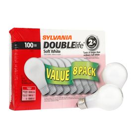  100 watt Sylvania A19 Soft White Incandescent Light Bulbs DOUBLE LIFE
