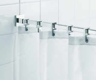  98 inch Square Max Shower Rod with Curtain Hooks Chrome