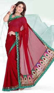 Baronial Chiffon Saree Indian Wonderful Designer Sari