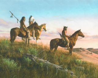  Indian Braves on Horses View Tee Pee Wallpaper Border Wall