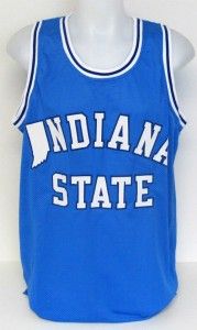 Larry Bird Autographed Indiana State Sycamores Blue Jersey PSA Bird