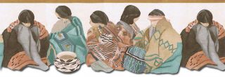 Southwestern Indian Women Blanket Pottery Wallpaper Border EL49033DB