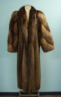 Full Length Genuine Beaver Fur Coat Evans Collection Size 8 Brown Long