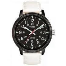  Mens Oversized Classic White Leather Black Face Indiglo Watch