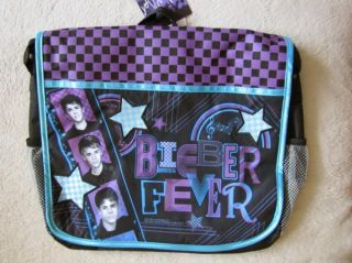 Justin Bieber Fever Purple Soft Messenger Book Bag Tote Case
