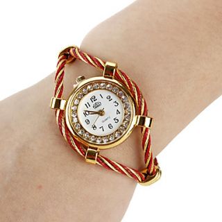 USD $ 5.49   Womens Circle Watchcase Style Steel Analog Quartz