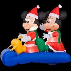  Disney Mickey Minnie Sled Riding Lighted Yard Inflatable New