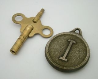 Antique Ingraham Mantel Clock Pendulum and Key Set Parts