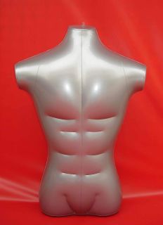 Silver Male Half Body Inflatable Mannequin Dummy Torso Model