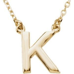 14kt Yellow Gold Block Initial Letter K Pendant Necklace 16