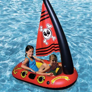 Poolmaster 87308 Inflatable Floating Pirate Boat with Sail Lake Pool