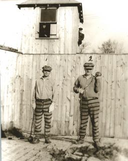 Vintage Prison Inmates Stripes Ball and Chain Must See