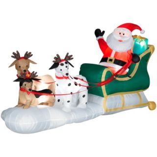 Santa Claus Sleigh with Dogs Christmas Inflatable New