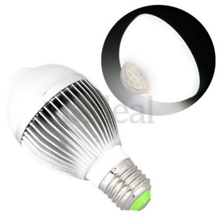 E27 IR Infrared Motion Sensor White LED Light Bulb Lamp 6 5W
