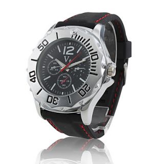 EUR € 5.51   mannen sport pc quartz horloge met zwarte siliconen