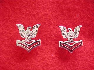 Petty Officer 2nd Class Metal Mirror Insignia Collar Device