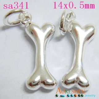  Bone Sterling Silver Charm Dangle Fit Bracelets Pendant SA341