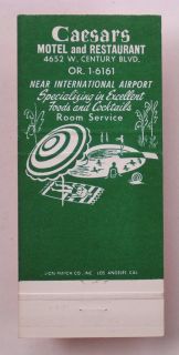 1950s Matchbook Caesars Motel Restaurant Inglewood CA