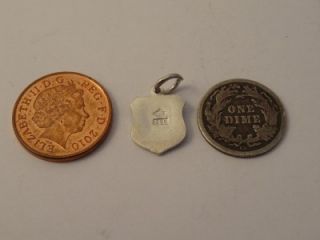 Vintage 800 Silver Enamel Shield Charm of Interlaken 1 2G