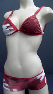 Aaron Chang 3pc Intimo Junior s Bra Hiphuggers Set Red Palm