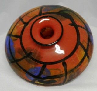 Ioan Nemtoi Amphora OZN Red Karo Blown Glass Art