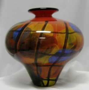 Ioan Nemtoi Amphora Red Karo Blown Glass Art