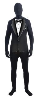 Invisible Man Black Formal Suit Adult Costume Skin Suit New