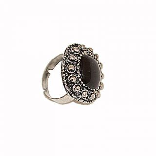 EUR € 3.67   Verzilverde Black Alloy Ring, Gratis Verzending voor