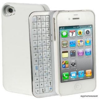 New Bluetooth Sliding Keyboard Hard White Case Cover for Apple iPhone4