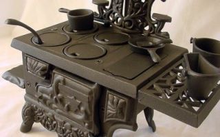 Old Mountain Cast Iron Cooking Oven Pots Pans Set Miniature Wood