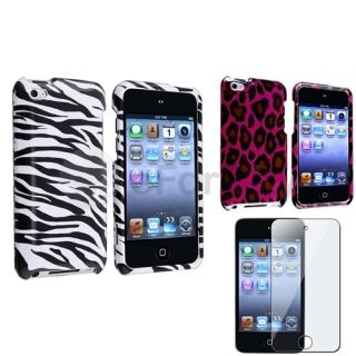 White Zebra Pink Leopard Case Guard for iPod Touch 4 G