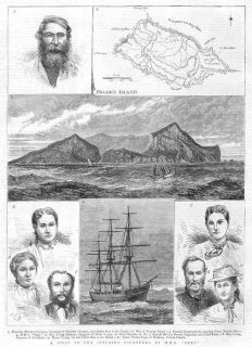 Pacific Pictairn Island Old Antique Print 1879