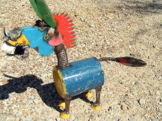  Yard Art Garden Recycled Junk Iron Spring Head Donkey Mule