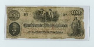 1862 Confederate One Hundred Dollar Note