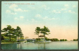 The Island at Sluice Pond Lynn MA Postcard 1908