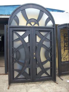 Double Wrought Iron Door Forged Door Glass Included